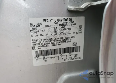 2010 Ford Edge Se z USA, uszkodzony, nr VIN 2FMDK3GC7ABB50423